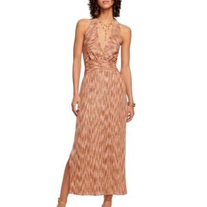 NWOT Ramy Brook Henrietta Chevron Stripe  Halter Dress in Pink Punch – Sz 8